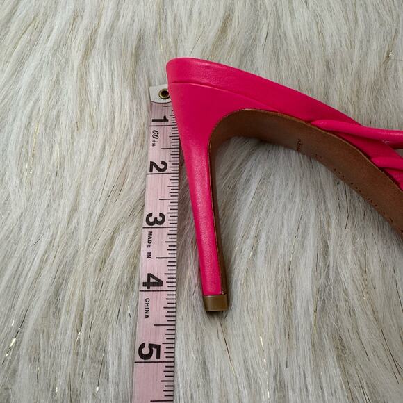 BCBGMAXAZRIA Allie Sandals Leather Fuschia Pink Square Toe Stiletto Heels 8.5M - Picture 7 of 8